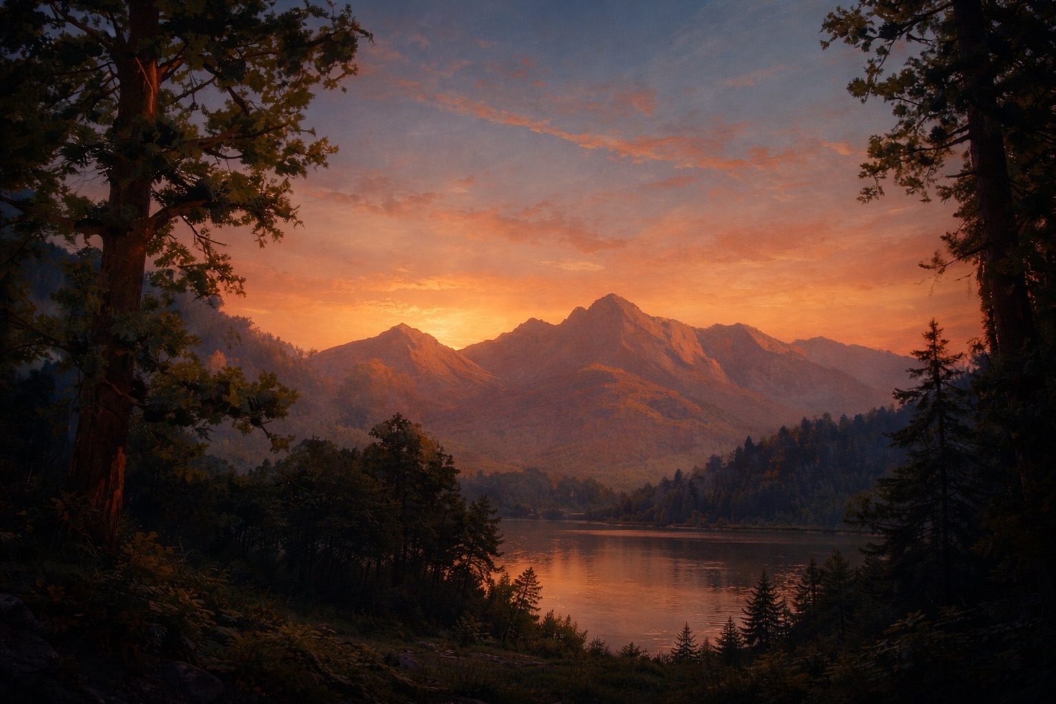 Golden sunset over mountains